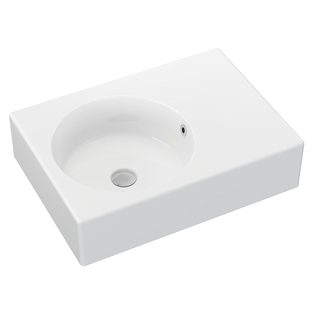 Reba Ceramic Wall Hung Basin Left Hand Bowl