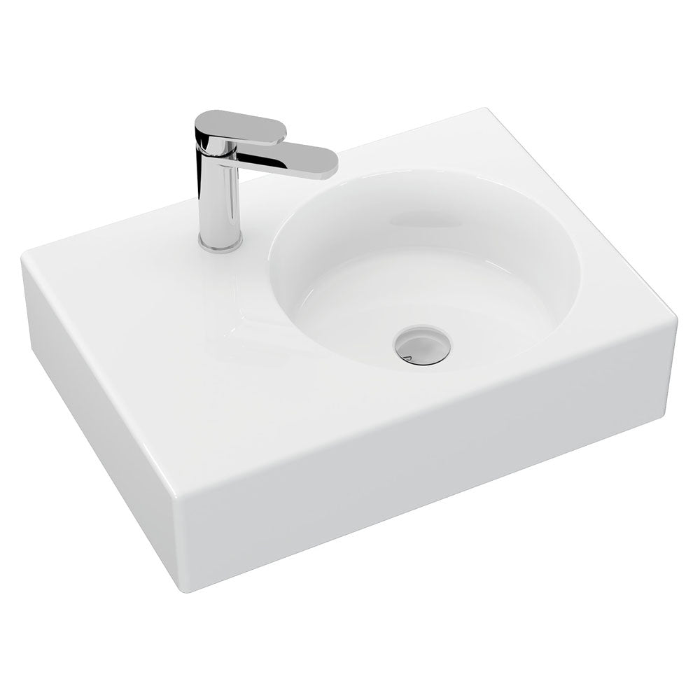 Reba Ceramic Wall Hung Basin Right Hand Bowl