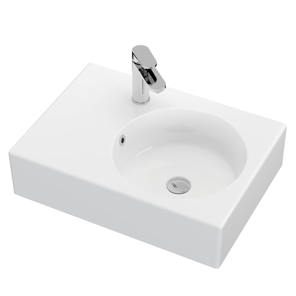 Reba Ceramic Wall Hung Basin Right Hand Bowl