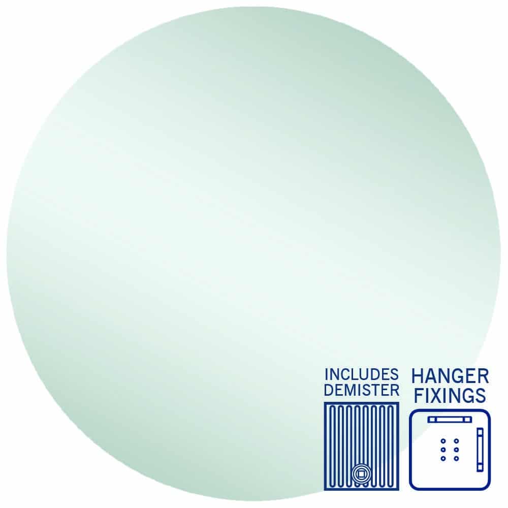 Ablaze - Rio Polished Edge Round Mirror - 900mmØ with Hangers and Demister