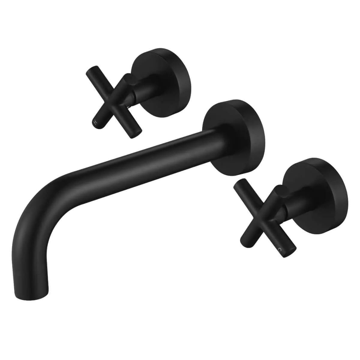 Ryker - Matte Black Bath Spout w Wall Top Assemblies