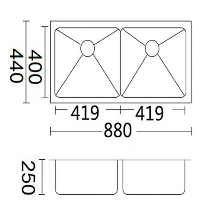 Luminare - Sink 880 x 440mm - Double Bowl
