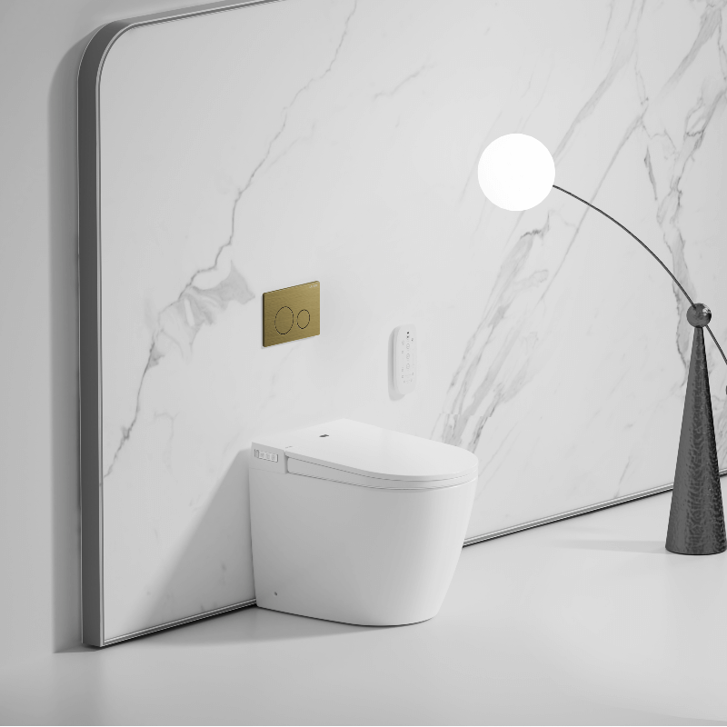 Crawford - ST21 Smart Toilet inc Brushed Gold Flush Plate