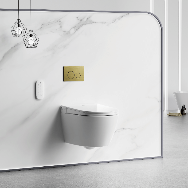 Sesto - ST22 Smart Toilet inc Brushed Gold Flush Plate