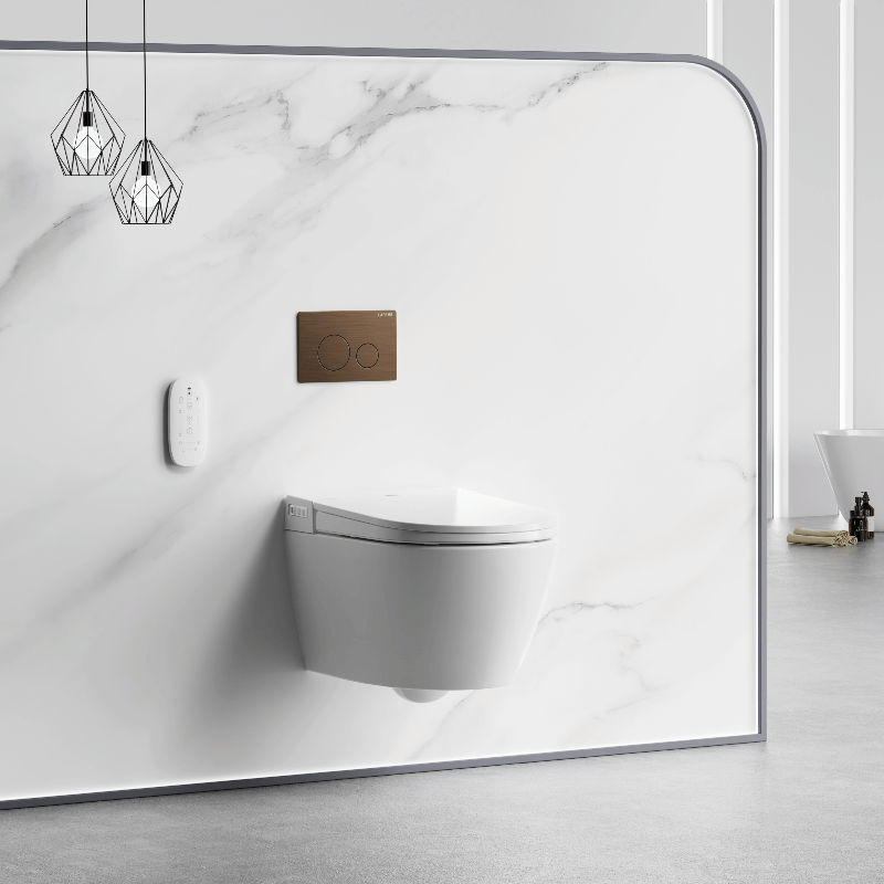 Sesto - ST22 Smart Toilet inc Brushed Bronze Flush Plate