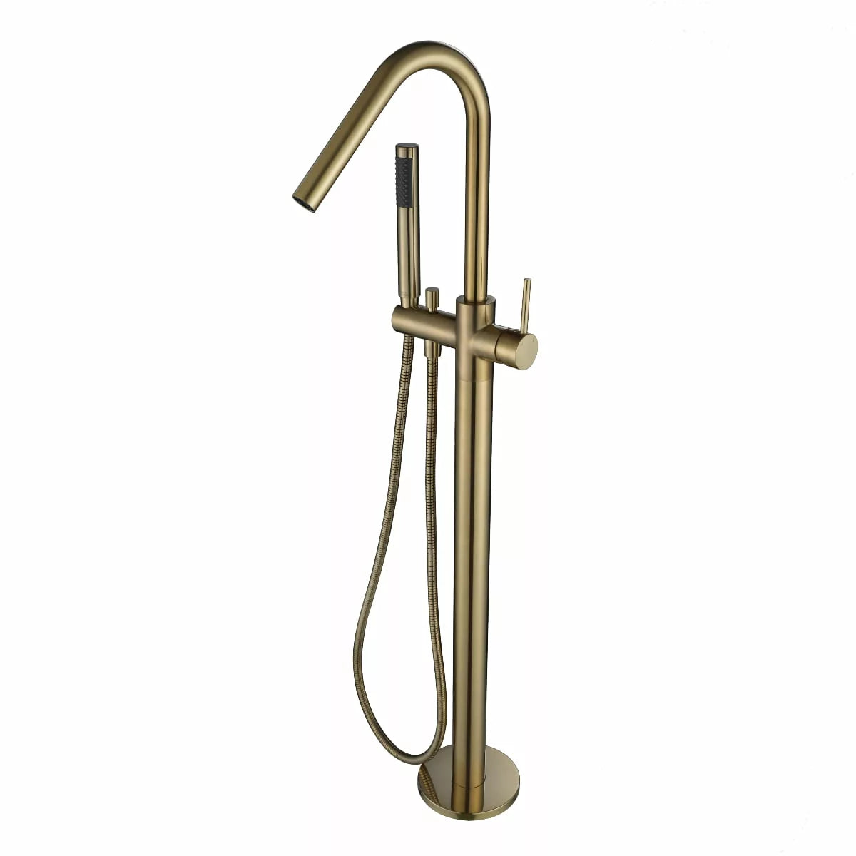 Star Mini - Brushed Brass Freestanding Bath Spout w Handshower