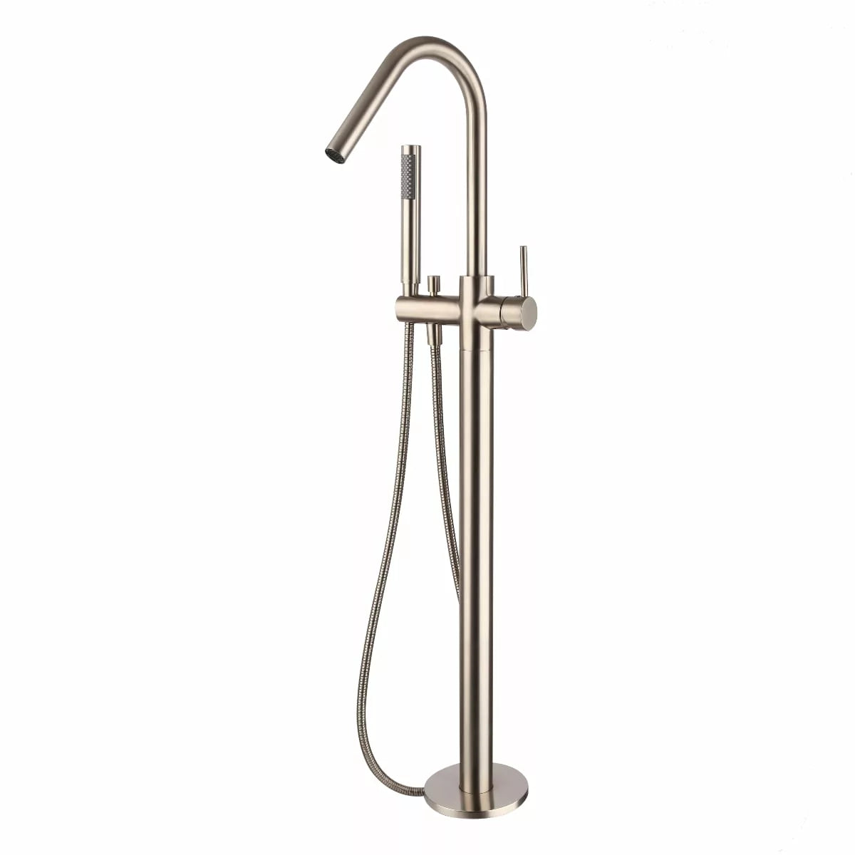 Star Mini - Brushed Nickel Freestanding Bath Spout w Handshower