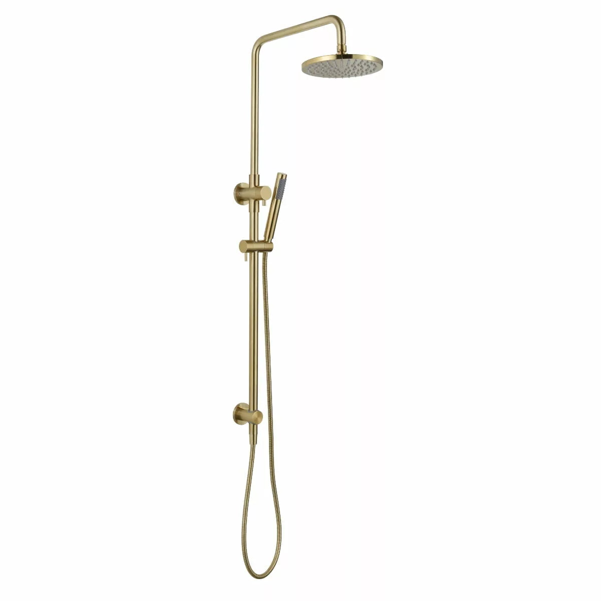 Star Mini - Brushed Brass Integrated Shower Rail with Handshower and 200mm Overhead Shower