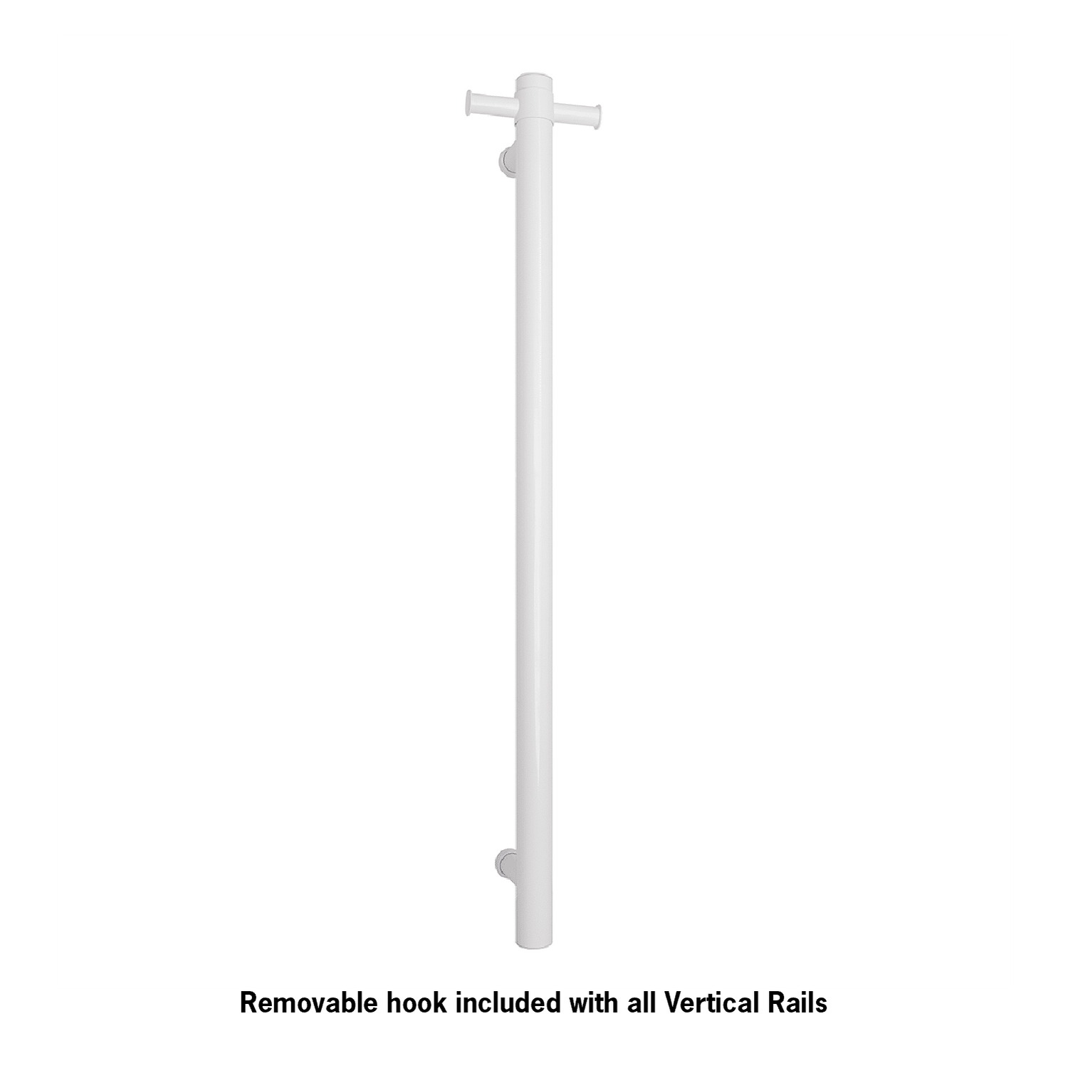 Thermorail - Straight/Round 12Volt Vertical Bar 900x142x100mm 30Watts With Optional Hook - Satin White