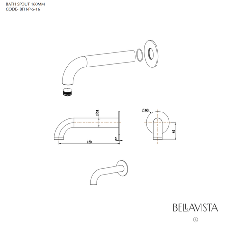 Mica - Brushed Nickel 160mm Bath Spout