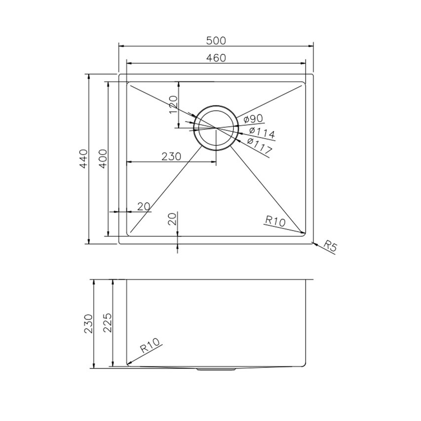 Kitchen Sink - Stainless Steel Single Bowl Kitchen Sink
600x450x300mm