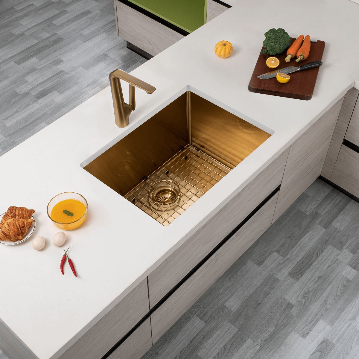 Kitchen Sink - Gold Stainless Steel Single Bowl Kitchen Sink
600x450x230mm