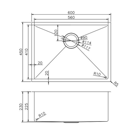 Kitchen Sink - Stainless Steel Single Bowl Kitchen Sink
600x450x230mm