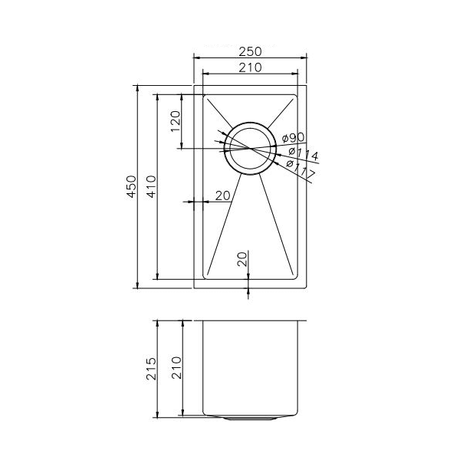 Kitchen Sink - Stainless Steel Single Bowl Kitchen Sink
250x450x215mm