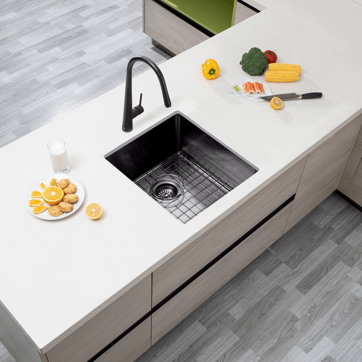 Kitchen Sink - Gunmetal Stainless Steel Single Bowl Sink
390x450x215mm