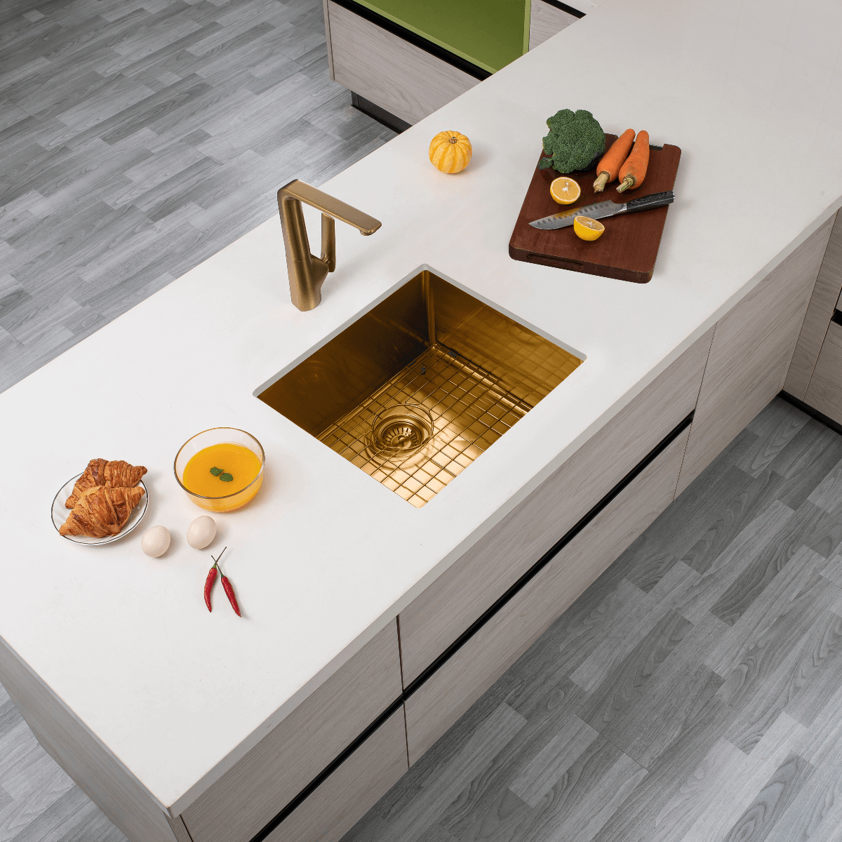 Kitchen Sink - Gold Stainless Steel Single Bowl Kitchen Sink
510x450x230mm