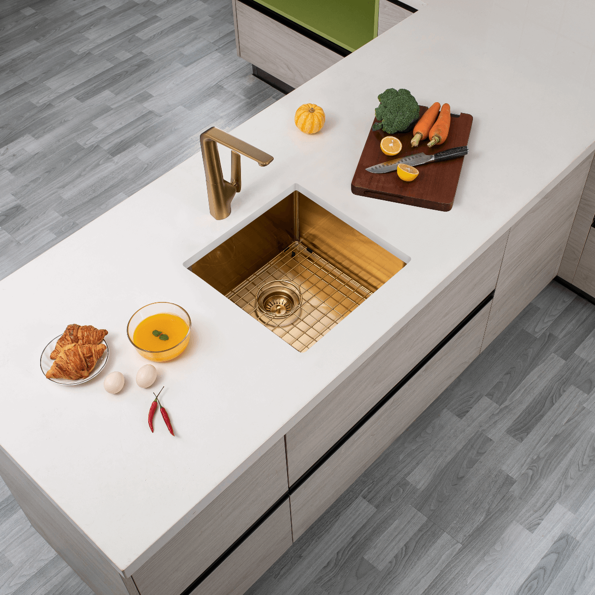 Kitchen Sink - Gold Stainless Steel Double Bowl Sink
440x440x205mm