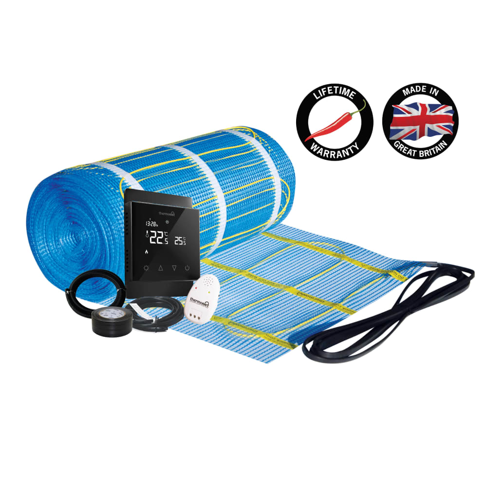 Thermonet - Self Adhesive Floor Heating Kit Including Black 5226A Thermostat 12.0m²
