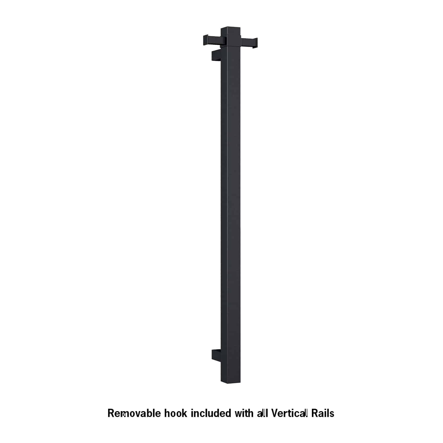 Thermorail - Square 12Volt Vertical Bar 900x142x100mm 29Watts With Optional Hook - Matt Black
