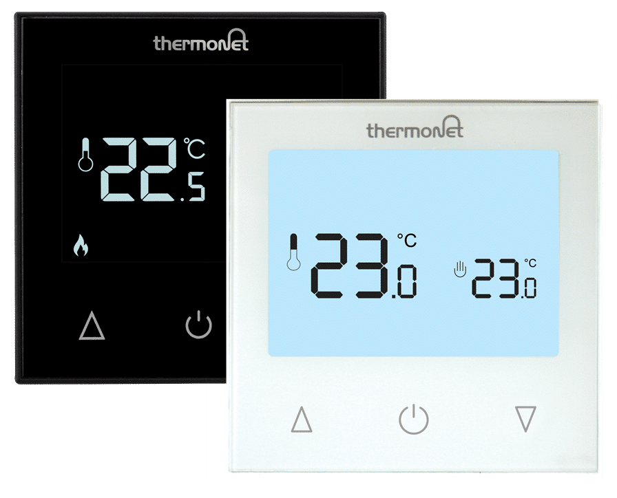 Thermotouch - 9.2mG White Glass Manual Thermostat 16A Max Load