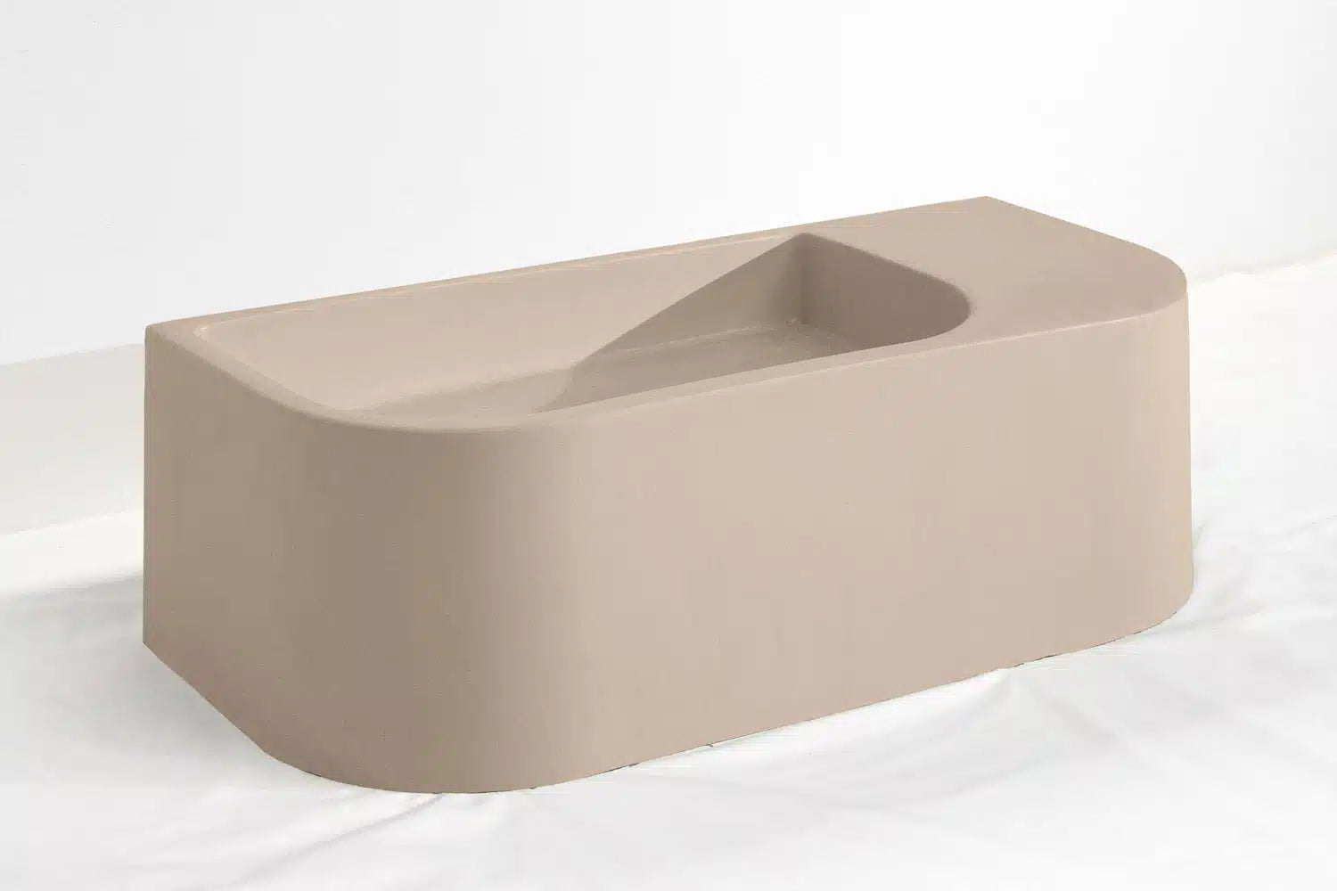 Flyta Concrete Left Basin - 670x320x220mm Champagne