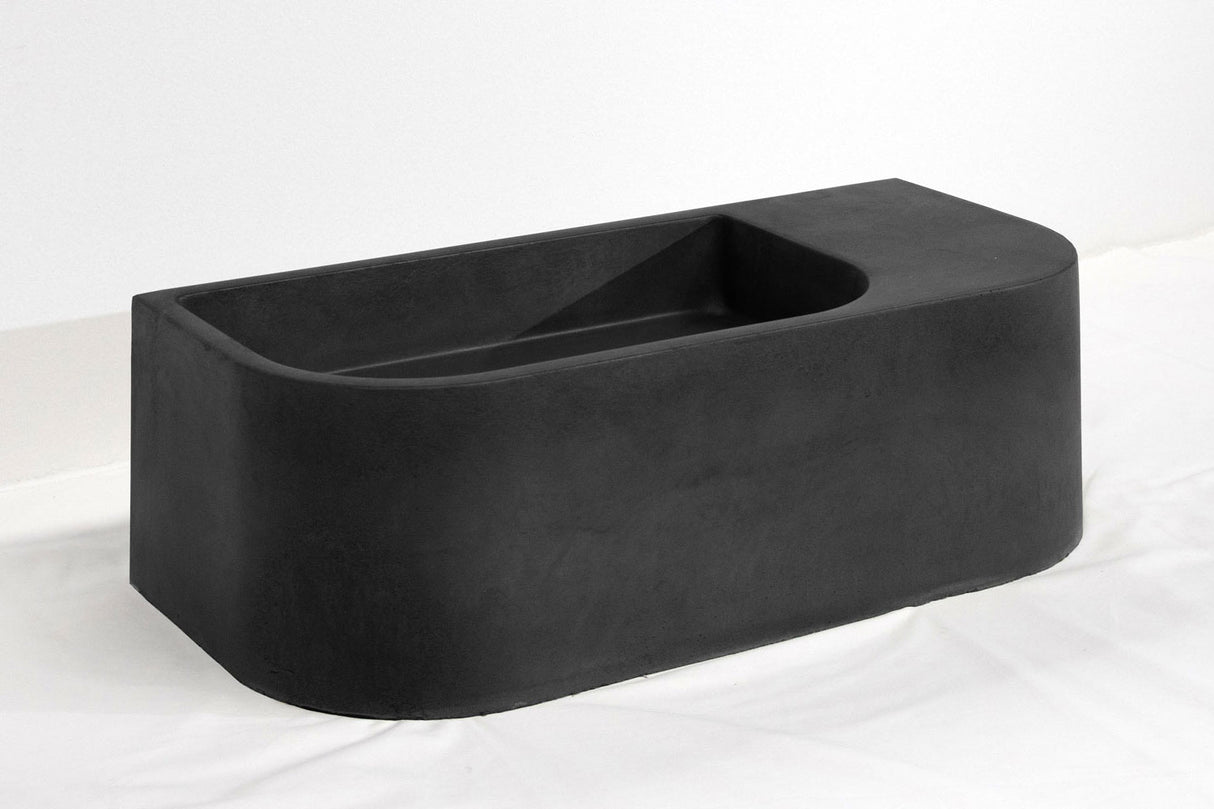 Flyta Concrete Left Basin - 670x320x220mm Coal