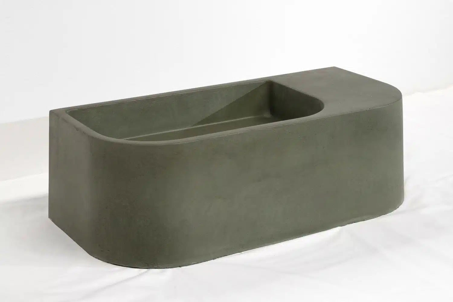 Flyta Concrete Left Basin - 670x320x220mm Fern