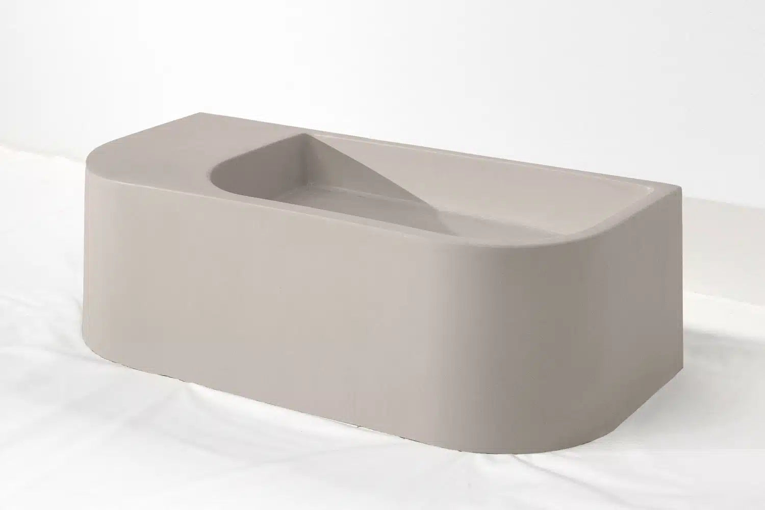 Flyta Concrete Right Basin - 670x320x220mm Ivory