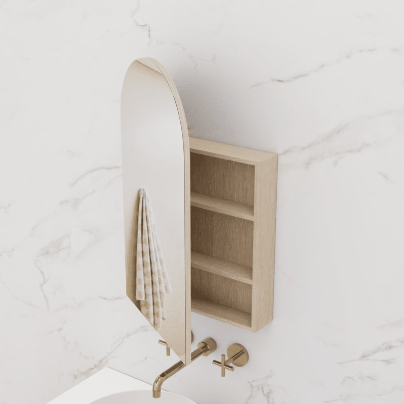 Arka - 600mm Coastal Oak Woodmatt Shaving Cabinet