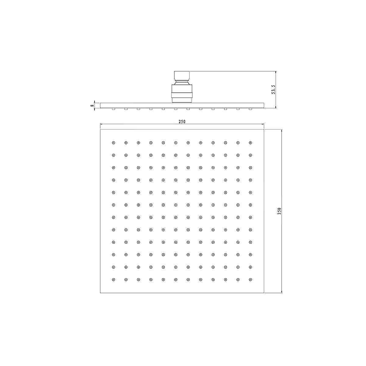 Portia - Matte Black 400mm Wall Arm and 250mm Shower Head