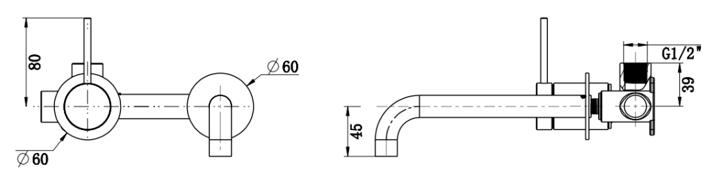 Mica - Wall-Spout Combo 2P Reverse TRIM KIT ONLY