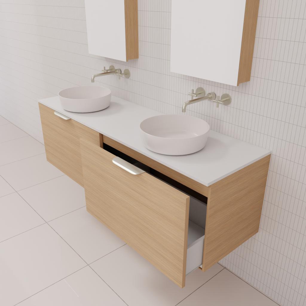 Zoe - 1500mm Nordic Oak Wall Hung Vanity
