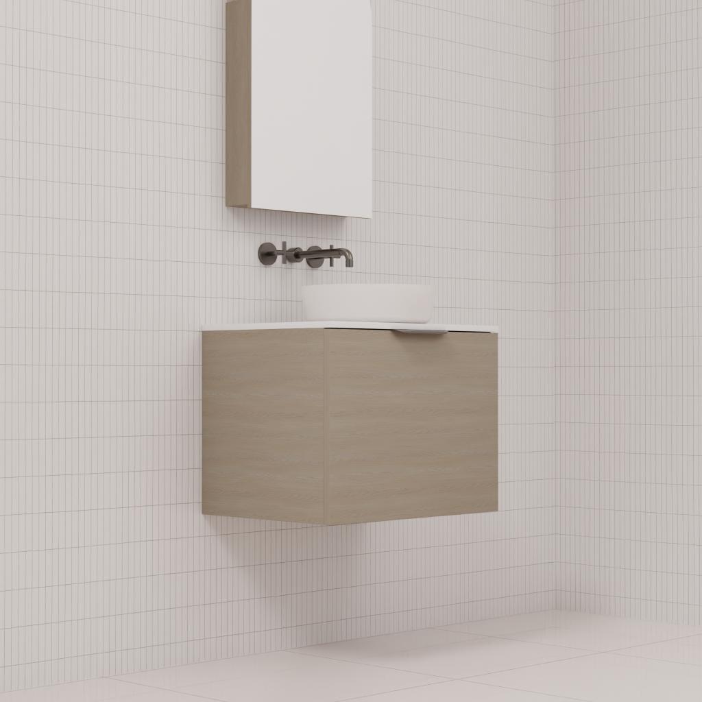 Zoe - 600mm Smoked Ash Wall Hung Vanity
