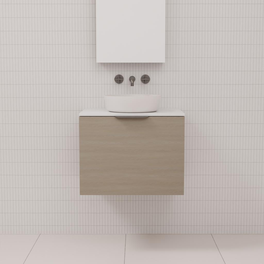 Zoe - 600mm Smoked Ash Wall Hung Vanity