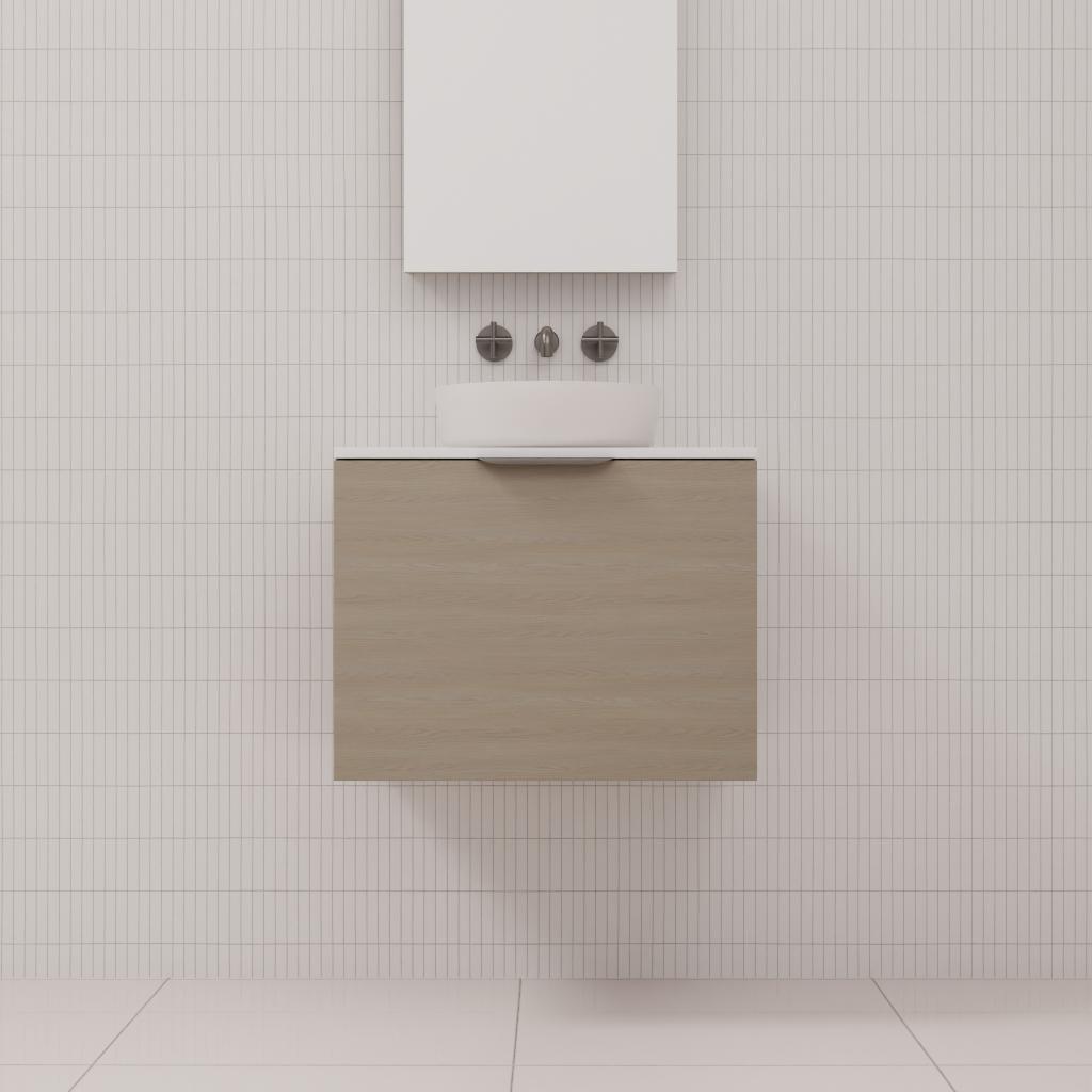 Zoe - 600mm Smoked Ash Wall Hung Vanity
