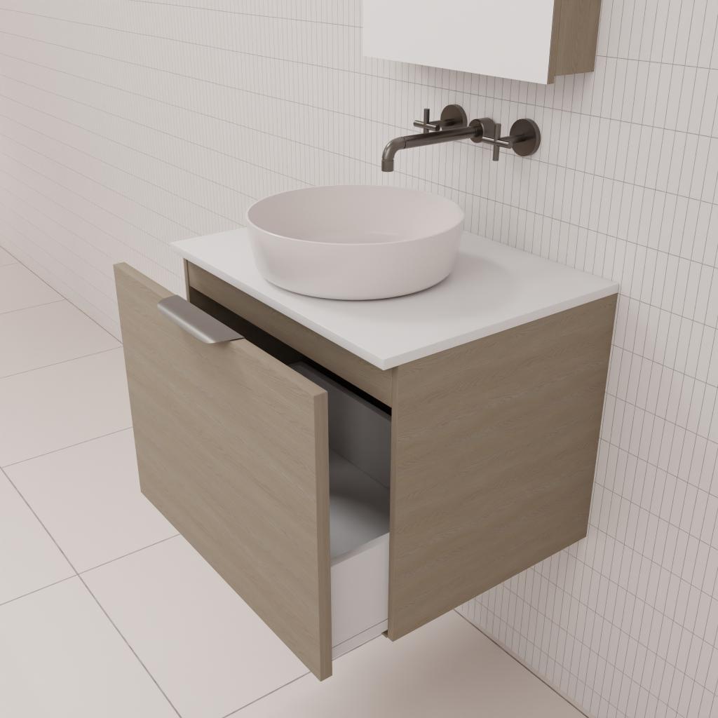 Zoe - 600mm Smoked Ash Wall Hung Vanity