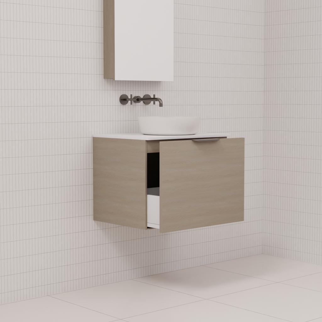 Zoe - 600mm Smoked Ash Wall Hung Vanity