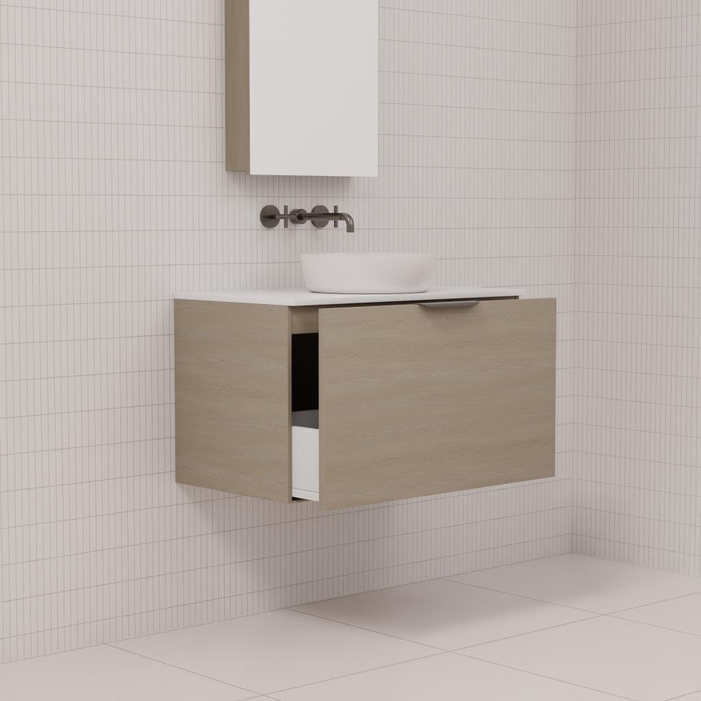 Zoe - 750mm Smoked Ash Wall Hung Vanity