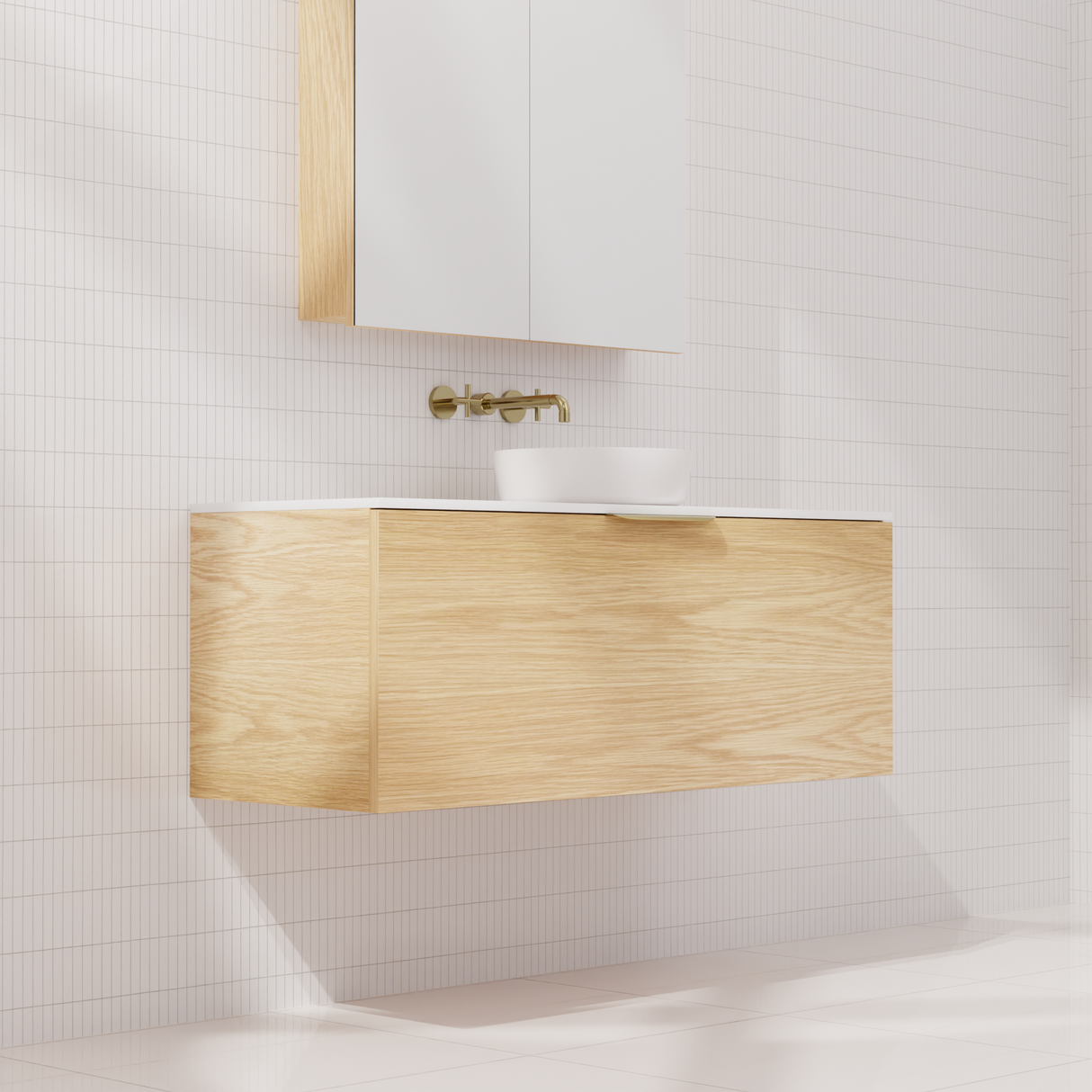 Zoe - 1200mm American White Oak Wall Hung Vanity