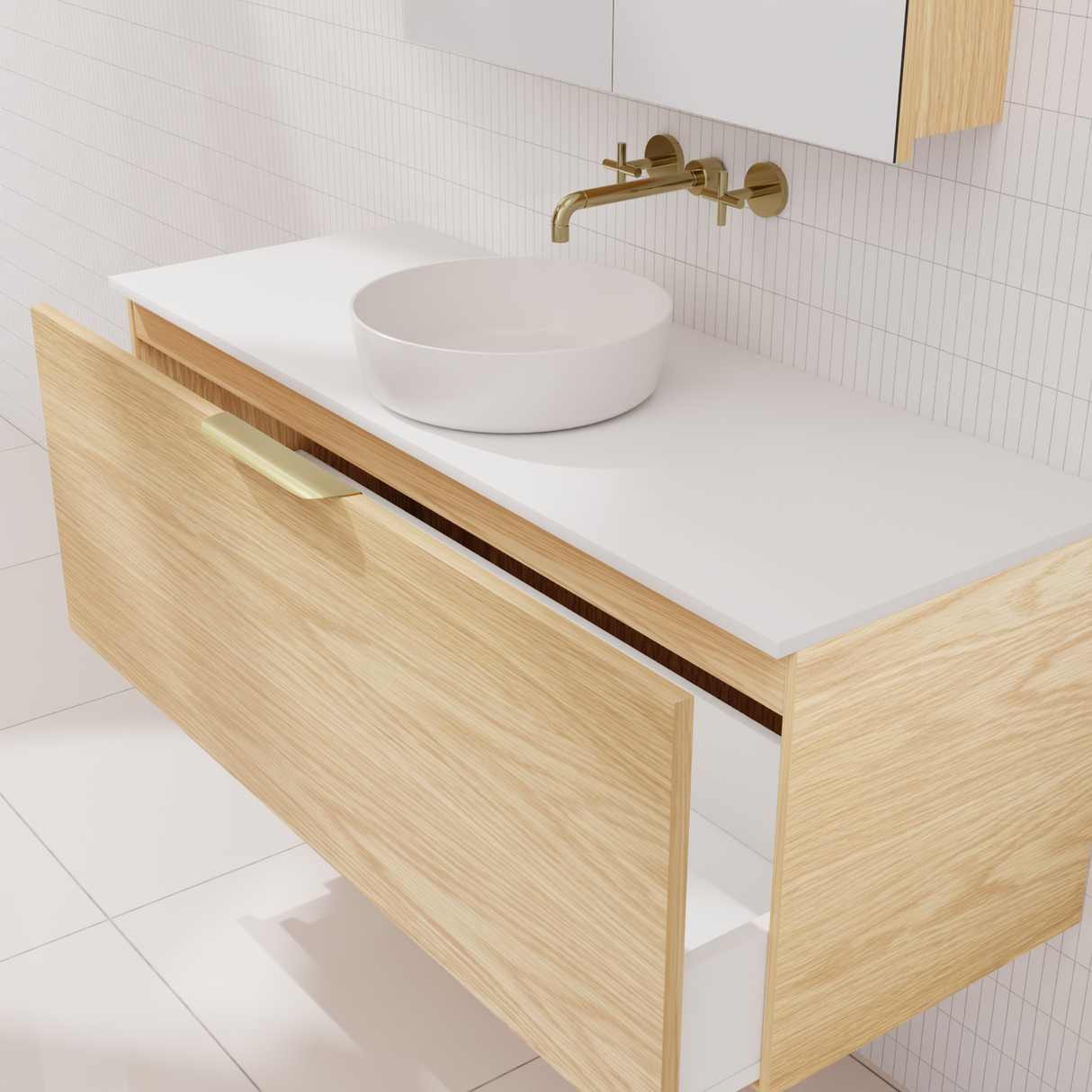 Zoe - 1200mm American White Oak Wall Hung Vanity