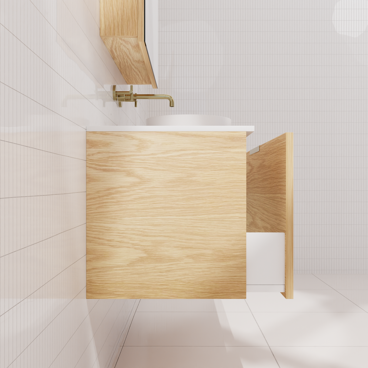 Zoe - 1200mm American White Oak Wall Hung Vanity