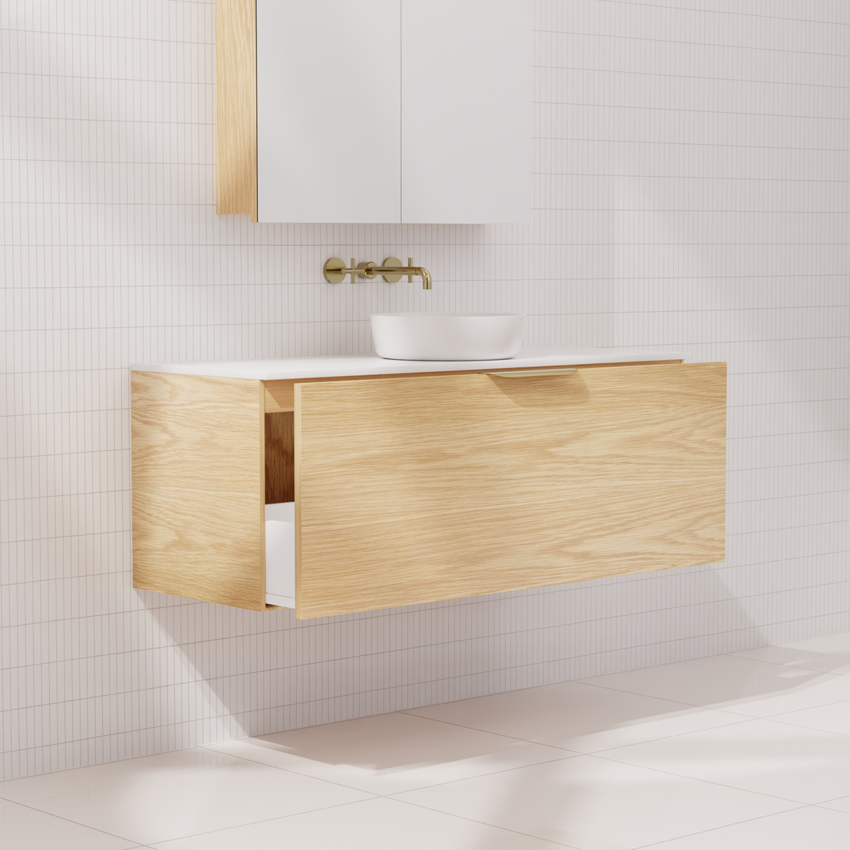 Zoe - 1200mm American White Oak Wall Hung Vanity