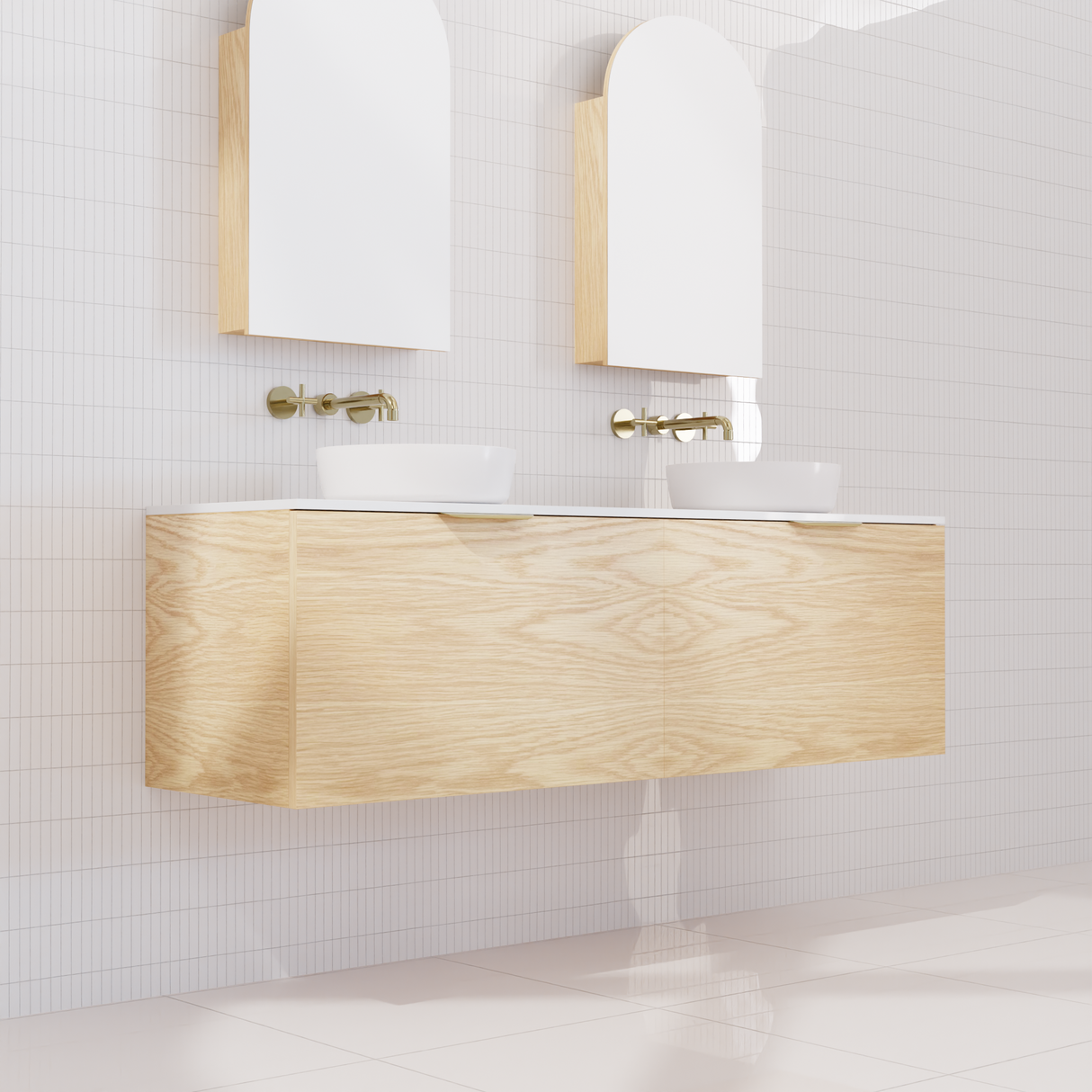 Zoe - 1500mm American White Oak Wall Hung Vanity
