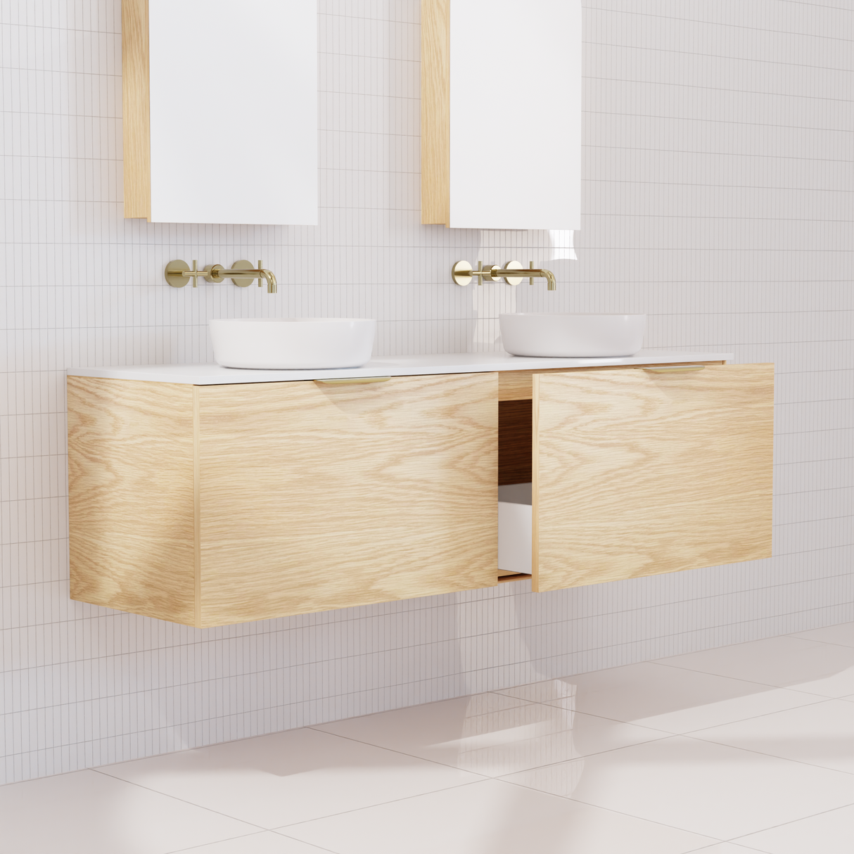 Zoe - 1500mm American White Oak Wall Hung Vanity
