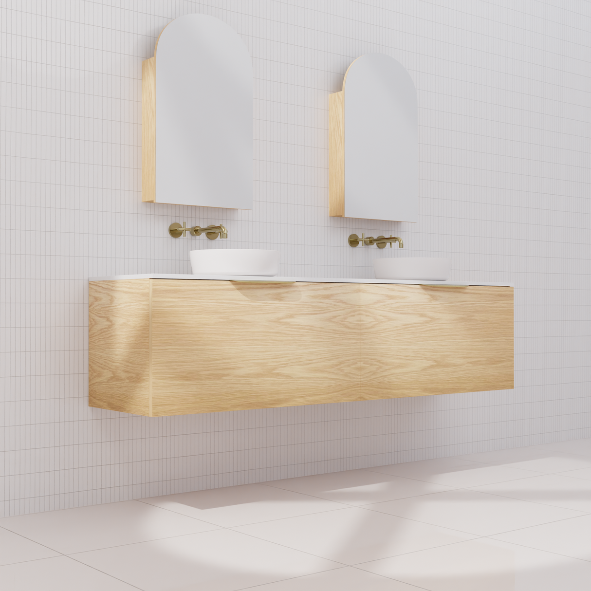 Zoe - 1800mm American White Oak Wall Hung Vanity