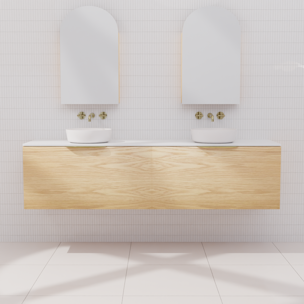 Zoe - 1800mm American White Oak Wall Hung Vanity