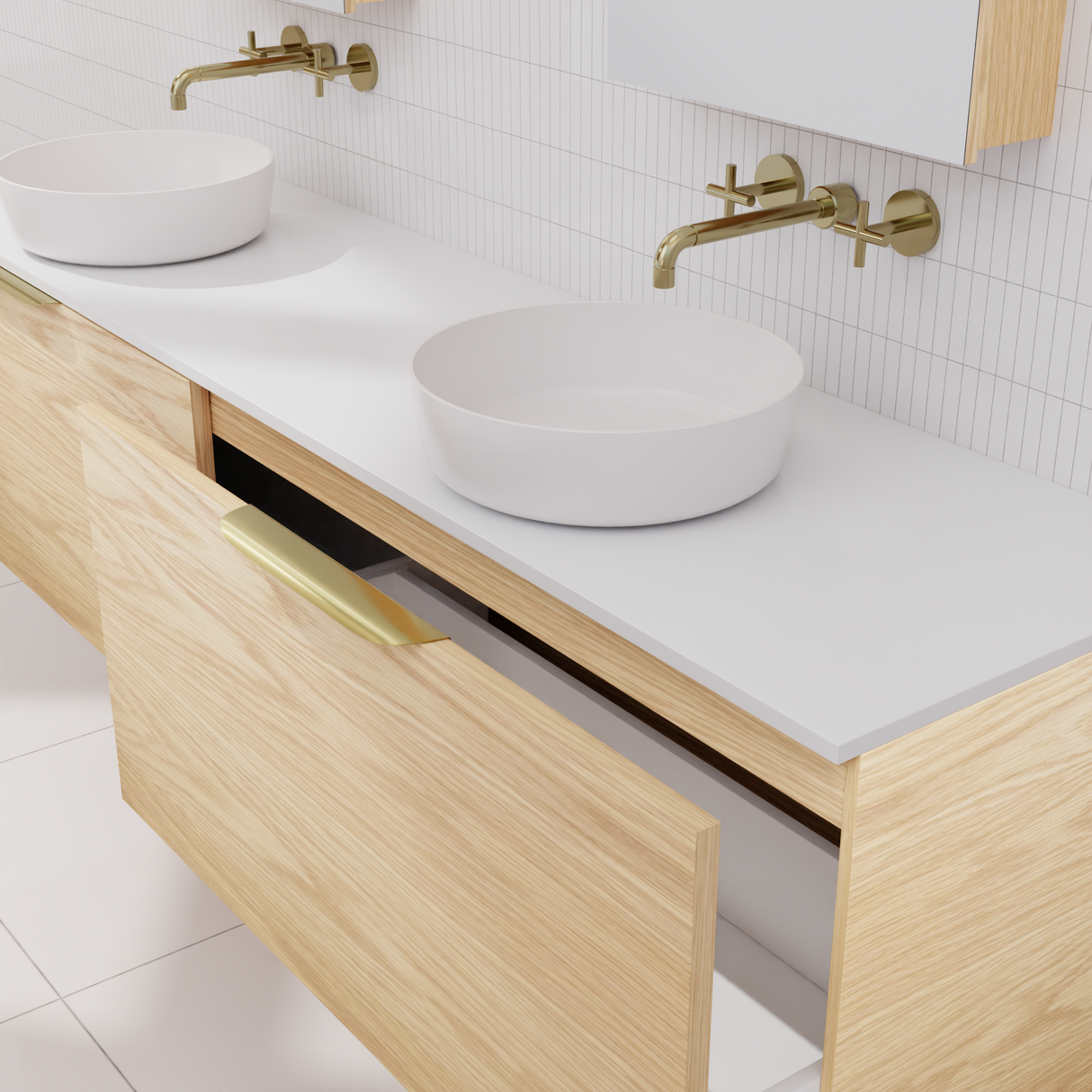 Zoe - 1800mm American White Oak Wall Hung Vanity