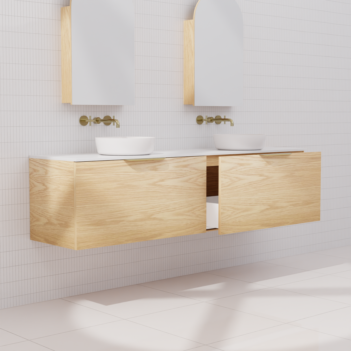 Zoe - 1800mm American White Oak Wall Hung Vanity
