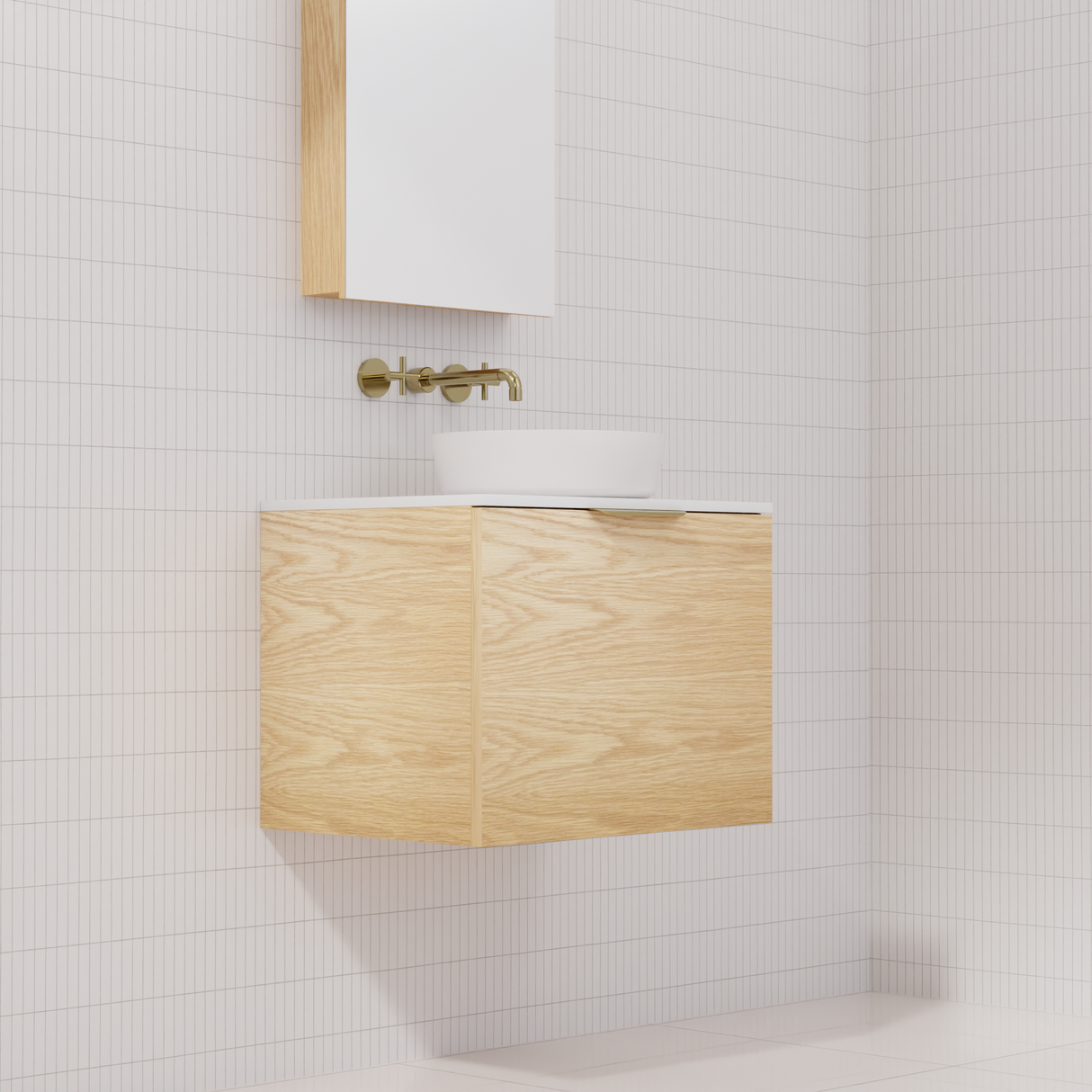 Zoe - 600mm American White Oak Wall Hung Vanity