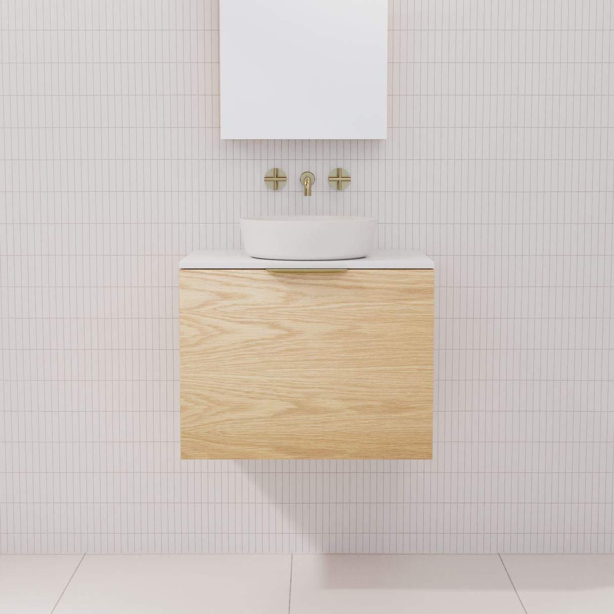 Zoe - 600mm American White Oak Wall Hung Vanity